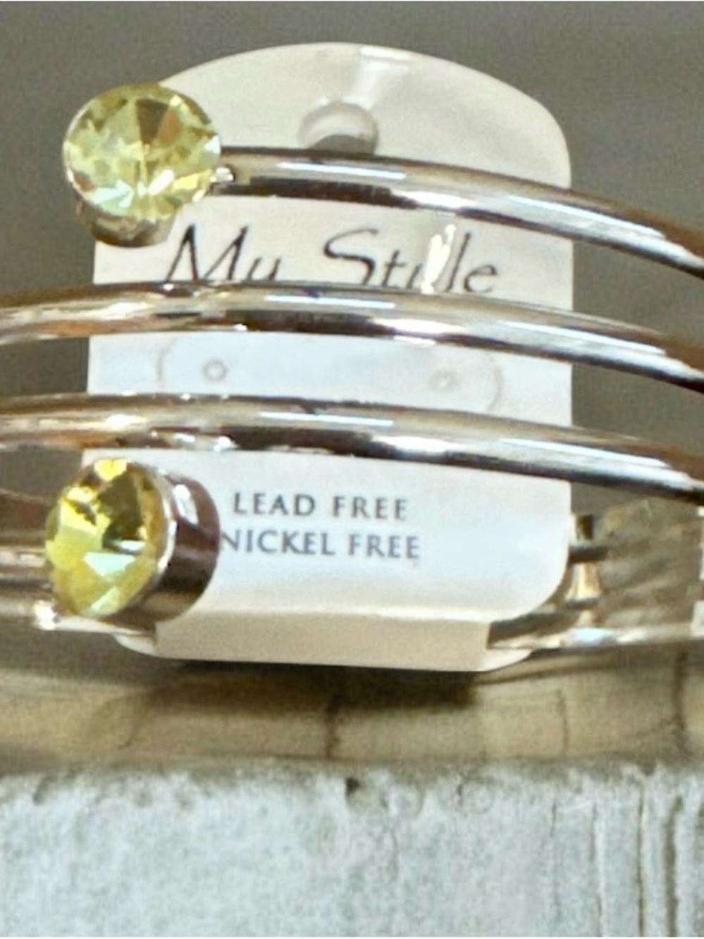 Silver-Tone Bracelet with Yellow Gemstones